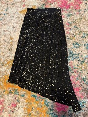 Hard Tail Black Asymmetrical Skirt with Gold Splatter